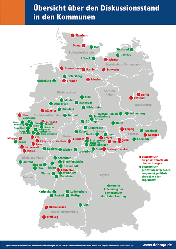 Übersicht Bettensteuer in Deutschland